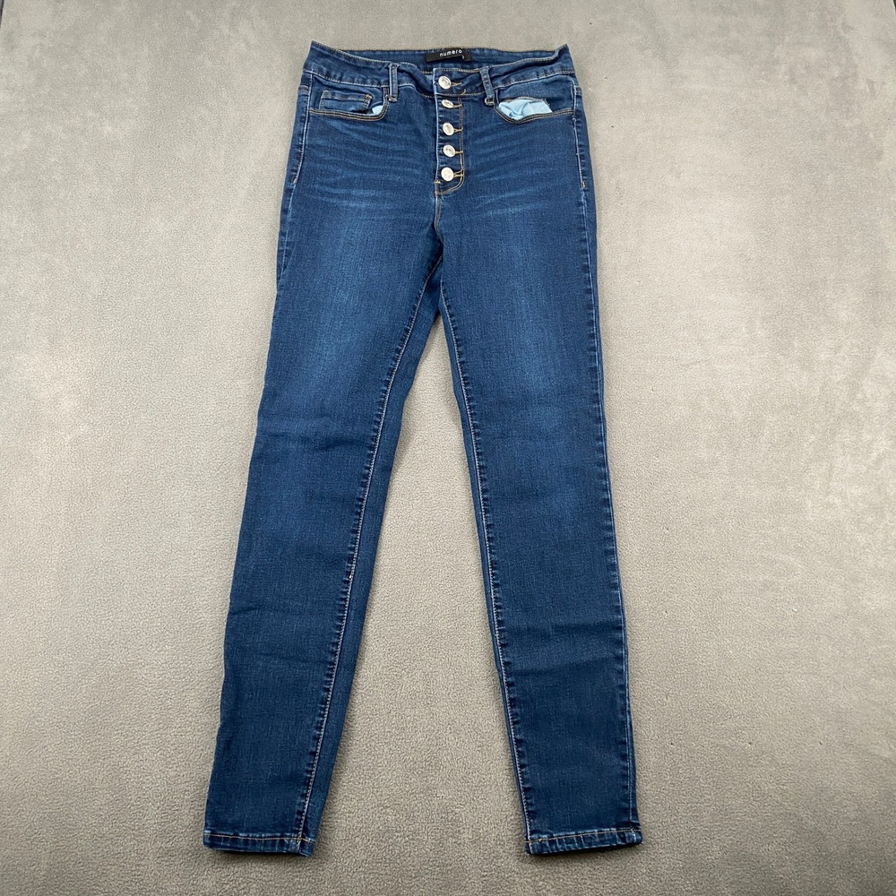 Numero Womens High Rise Skinny Jeans Dark Wash Button Fly‎ Size 28